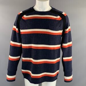 SACAI AW2016 Size M Blue White & Orange Stripe Wool Knit Pullover